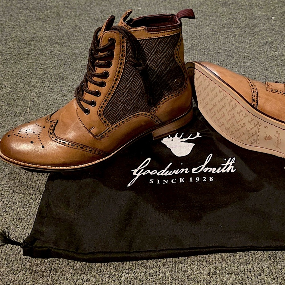 Goodwin Smith Leather Tweed Brogue Boot